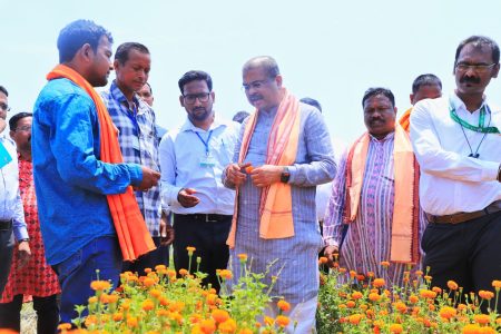 ସମ୍ବଲପୁର ସନାତନପାଲି ଠାରେ କୃଷକ ଭବନ ପାଇଁ ଭୂମିପୂଜନ ସହ ‘ପୁଷ୍ପକୃଷି ପଲୀହାଉସ’ ଲୋକାର୍ପିତ